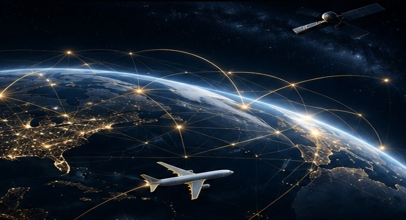 Global network, aviation and orbital connections
